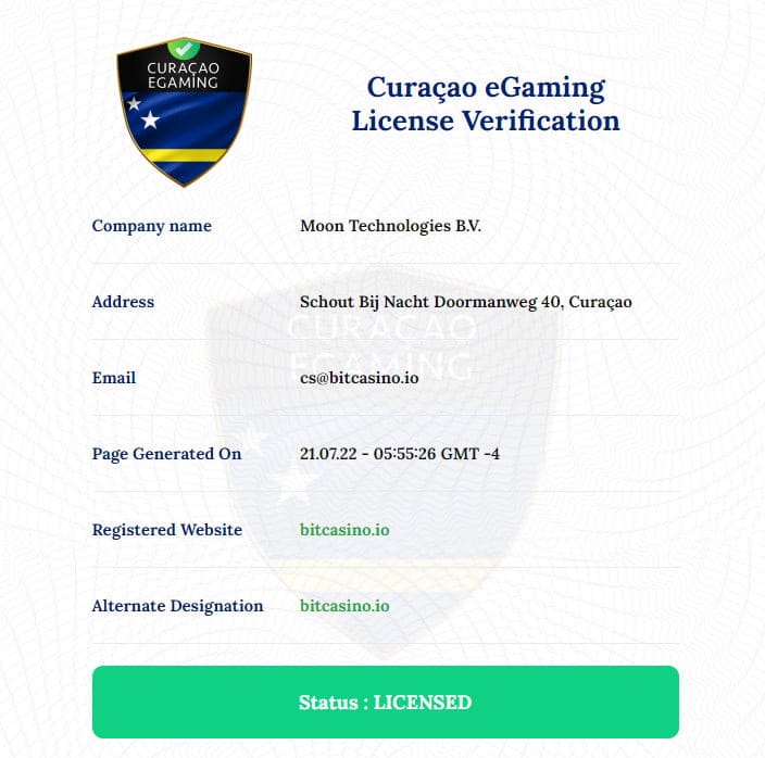 ビットカジノ ライセンス 。