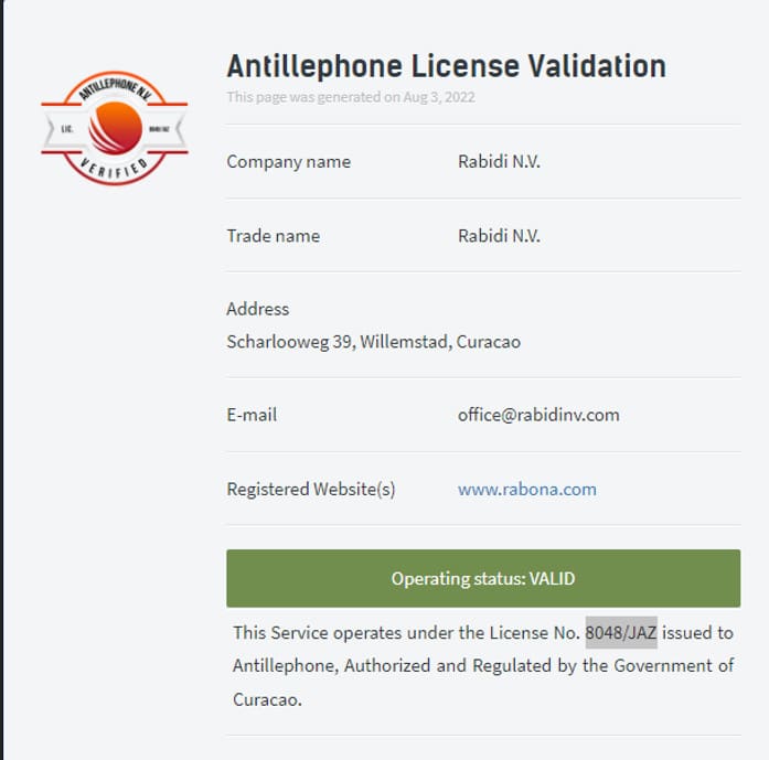 ラボナカジノ ライセンス
