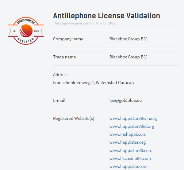 ハッピースターカジノ ライセンス 。