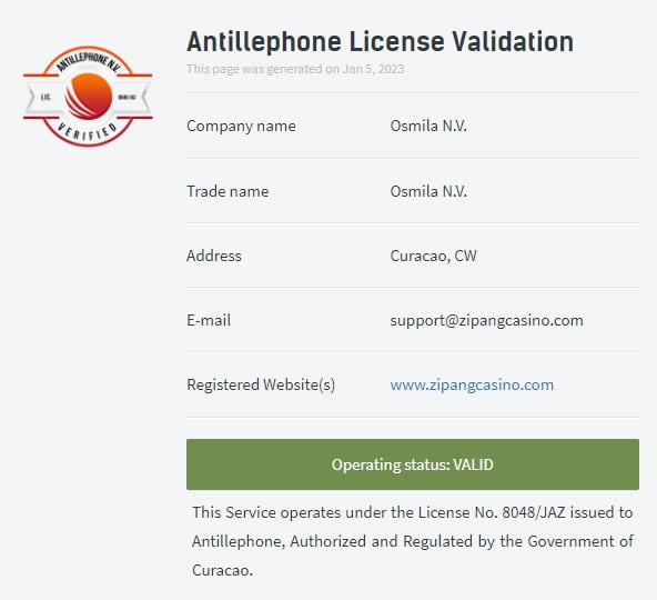 ジパングカジノライセンス