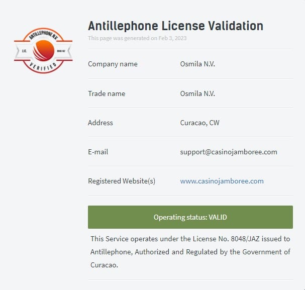 カジノジャンボリーライセンス