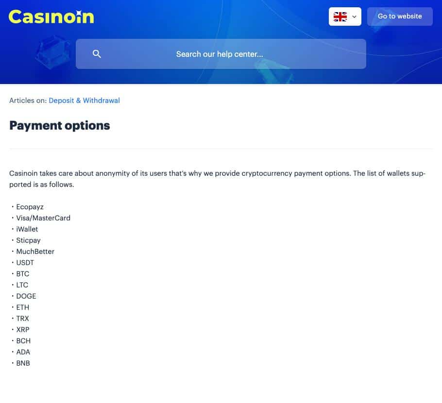 カジノイン 決済方法