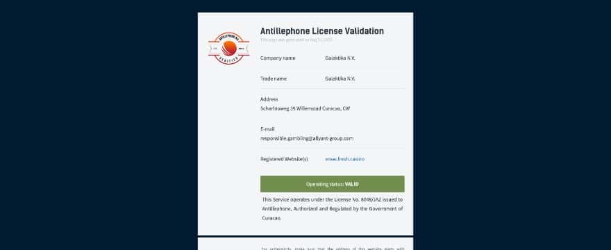 fresh casino licence