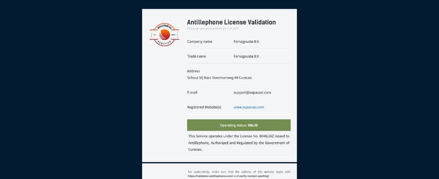 supacasi casino license